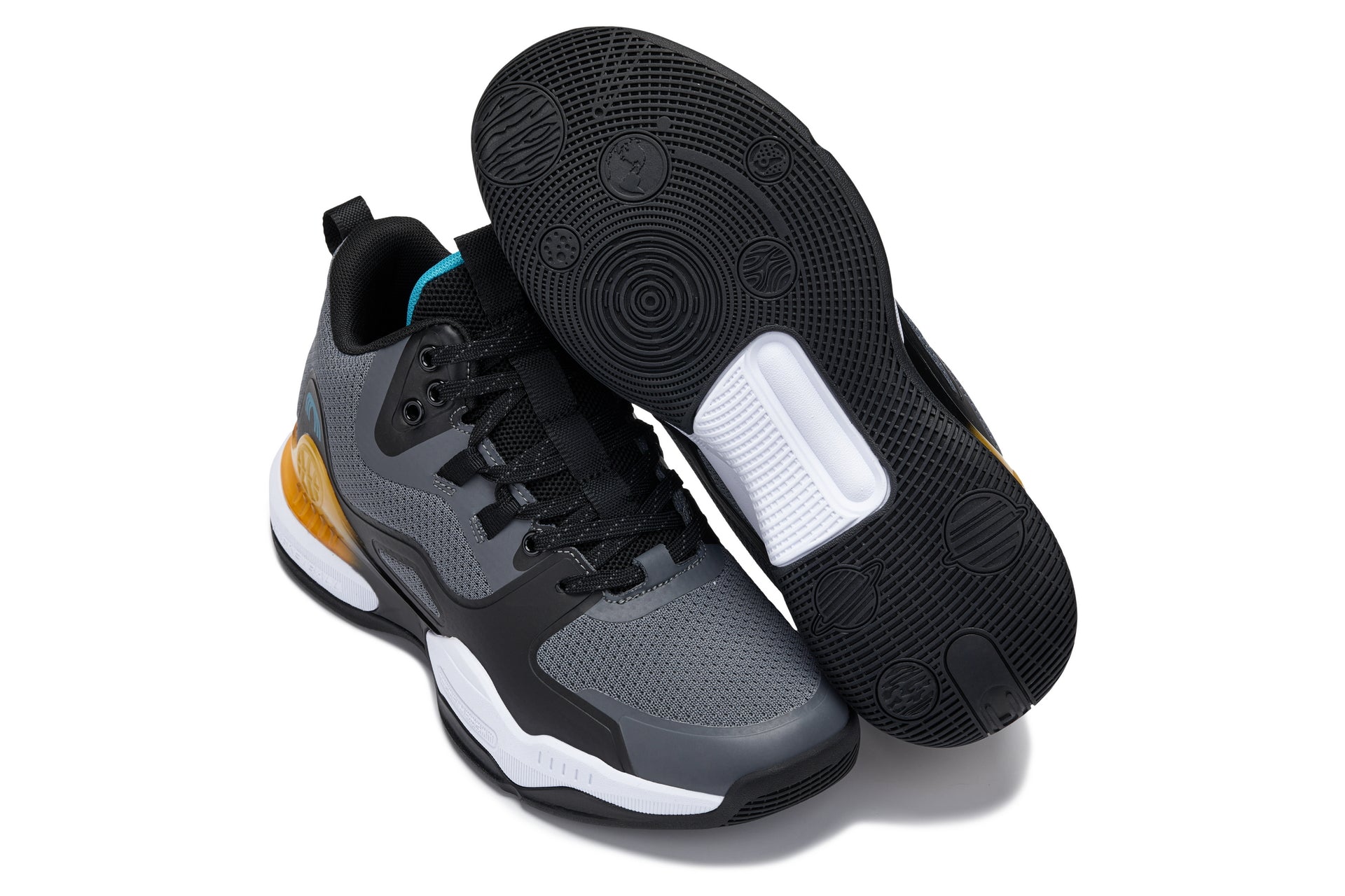 CALTO - Q392 - 3 Inches Taller (Gray/Orange) - Basketball High-Top Sneakers - WonderingCloth