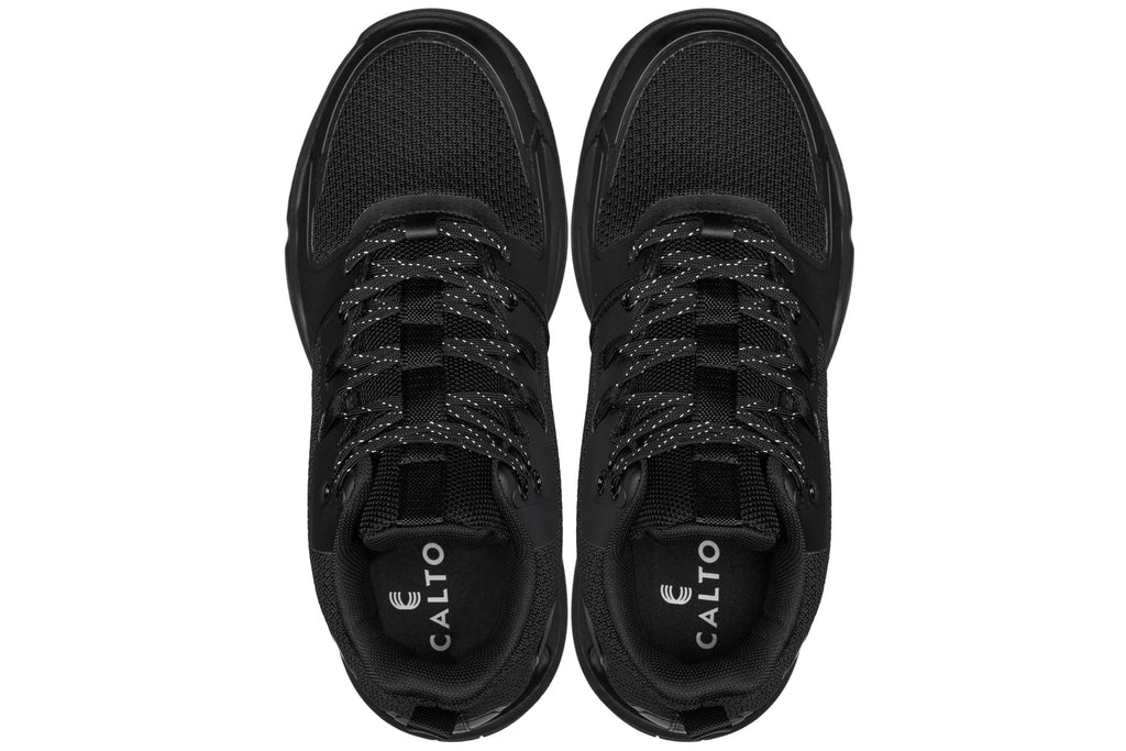 CALTO - Q393 - 3 Inches Taller (Black) - Basketball High-Top Sneakers - WonderingCloth