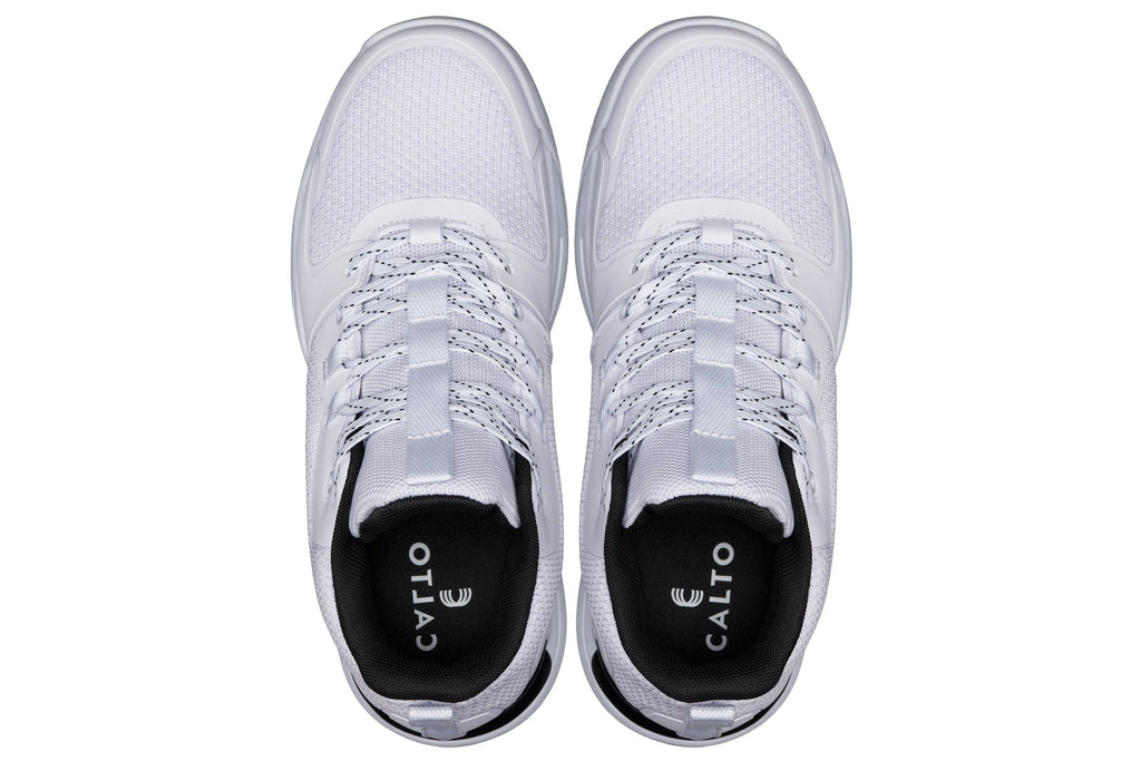 CALTO - Q394 - 3 Inches Taller (White/Black) - Basketball High-Top Sneakers - WonderingCloth