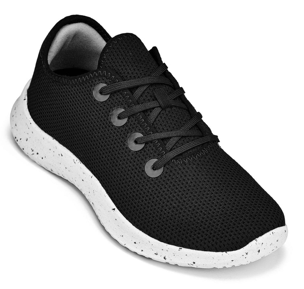 CALTO - Q401 - 2.4 Inches Taller (Black/White & Speckle Sole) - Ultra Lightweight Knitted Sneakers - WonderingCloth