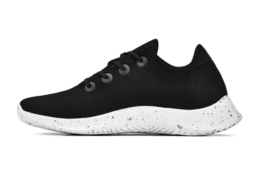 CALTO - Q401 - 2.4 Inches Taller (Black/White & Speckle Sole) - Ultra Lightweight Knitted Sneakers - WonderingCloth