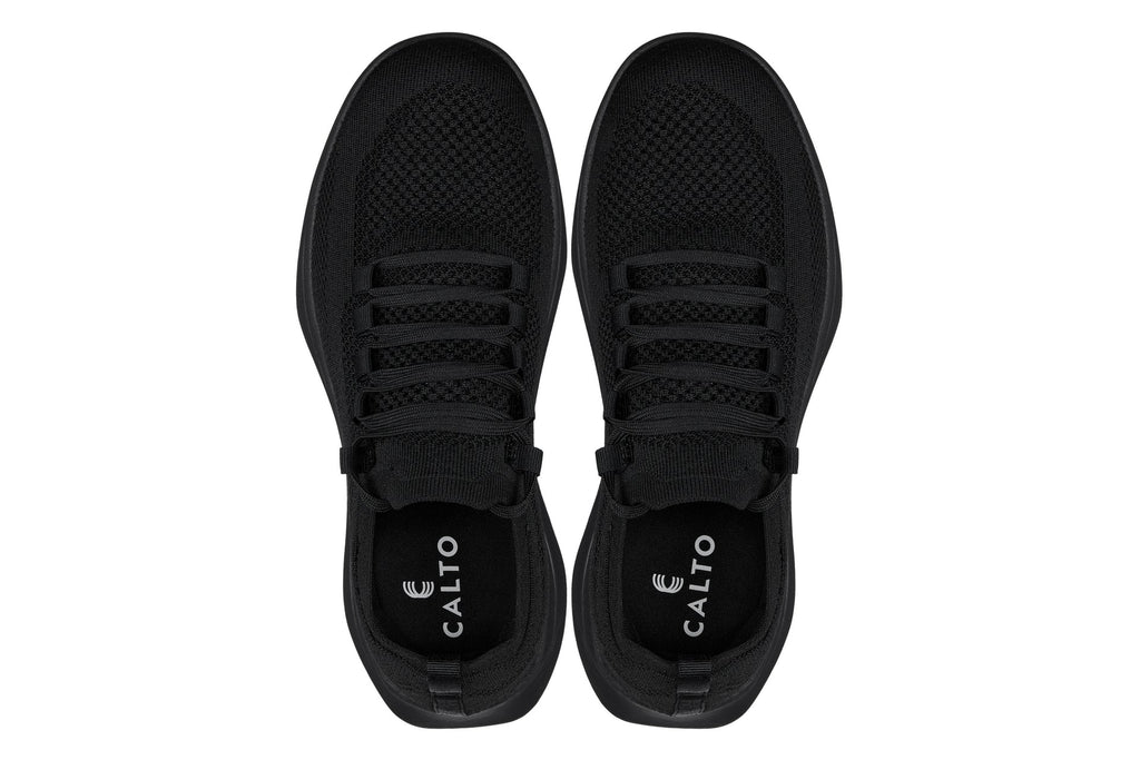 CALTO - QA060 - 2.4 Inches Taller (Black/Black Sole) - Lightweight Knitted Sneakers - WonderingCloth