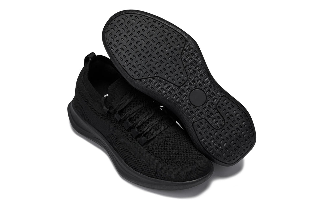 CALTO - QA060 - 2.4 Inches Taller (Black/Black Sole) - Lightweight Knitted Sneakers - WonderingCloth