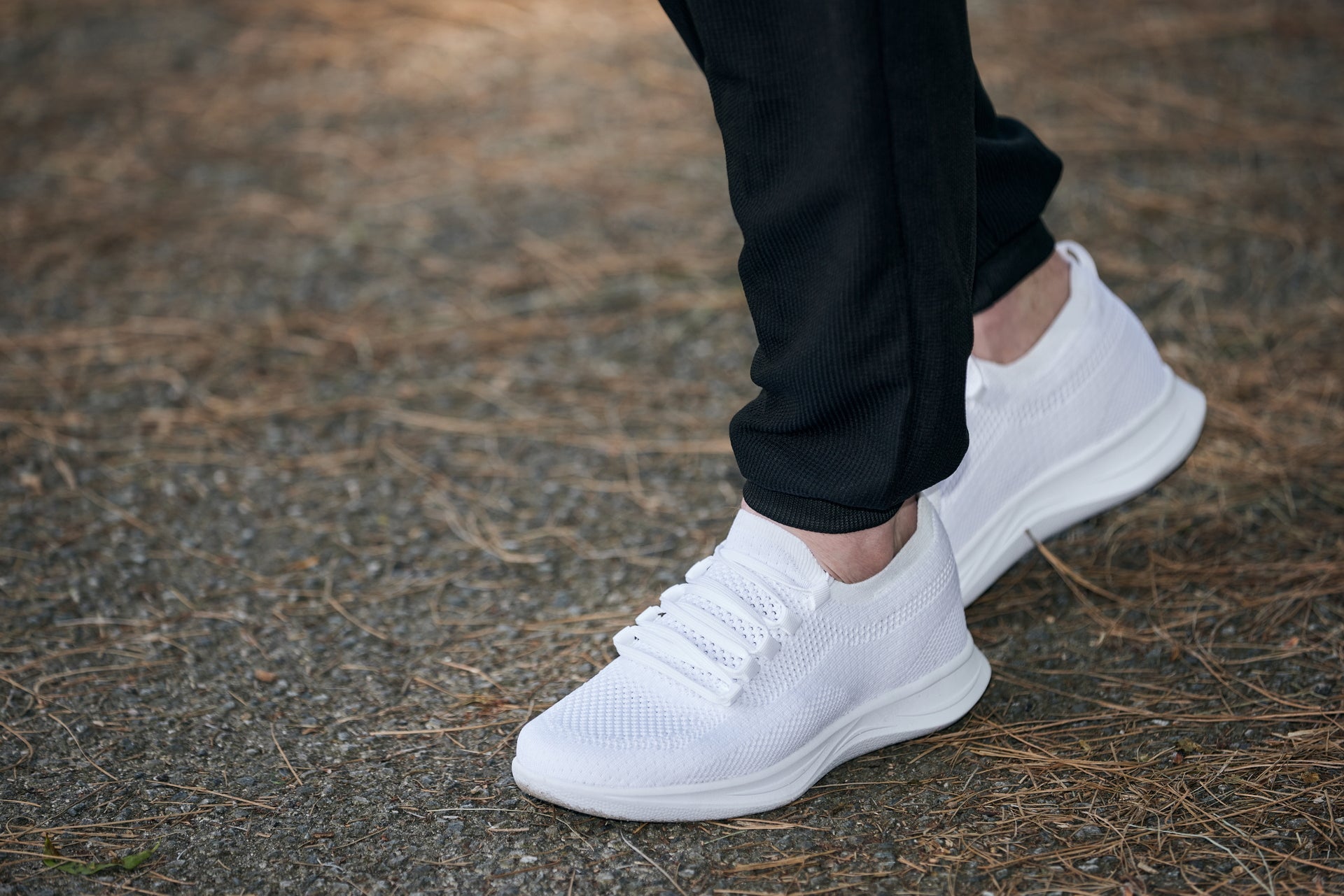 CALTO - QA061 - 2.4 Inches Taller (White/White Sole) - Lightweight Knitted Sneakers - WonderingCloth