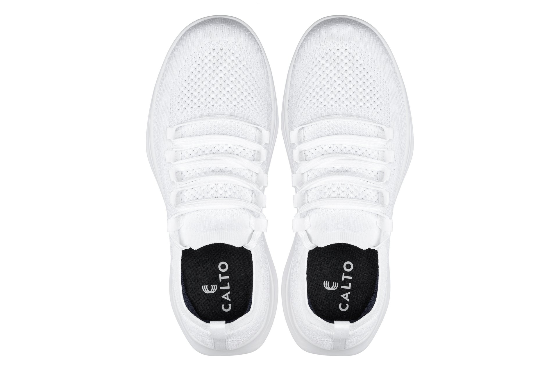 CALTO - QA061 - 2.4 Inches Taller (White/White Sole) - Lightweight Knitted Sneakers - WonderingCloth