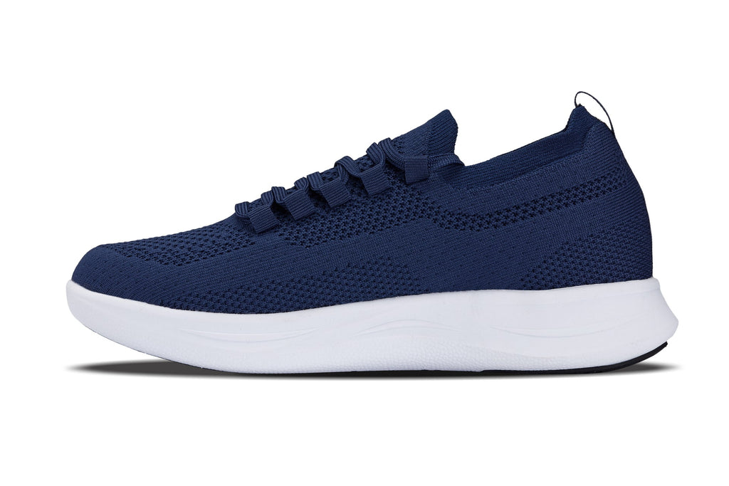 CALTO - QA063 - 2.4 Inches Taller (Navy/White Sole) - Lightweight Knitted Sneakers - WonderingCloth