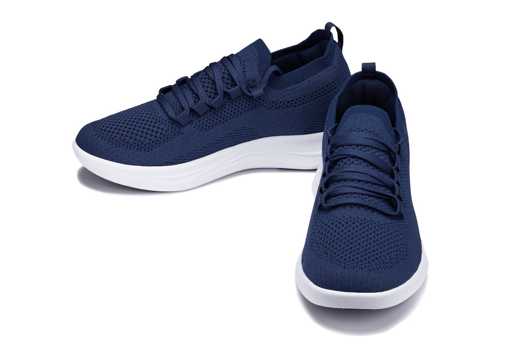 CALTO - QA063 - 2.4 Inches Taller (Navy/White Sole) - Lightweight Knitted Sneakers - WonderingCloth