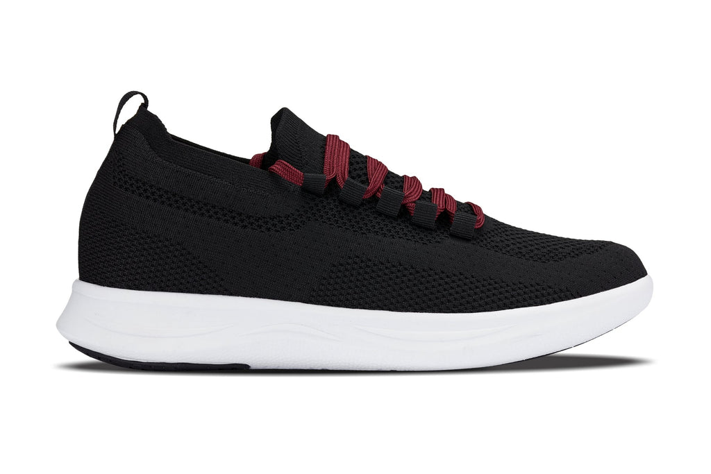 CALTO - QA064 - 2.4 Inches Taller (Black/Red/White Sole) - Lightweight Knitted Sneakers - WonderingCloth