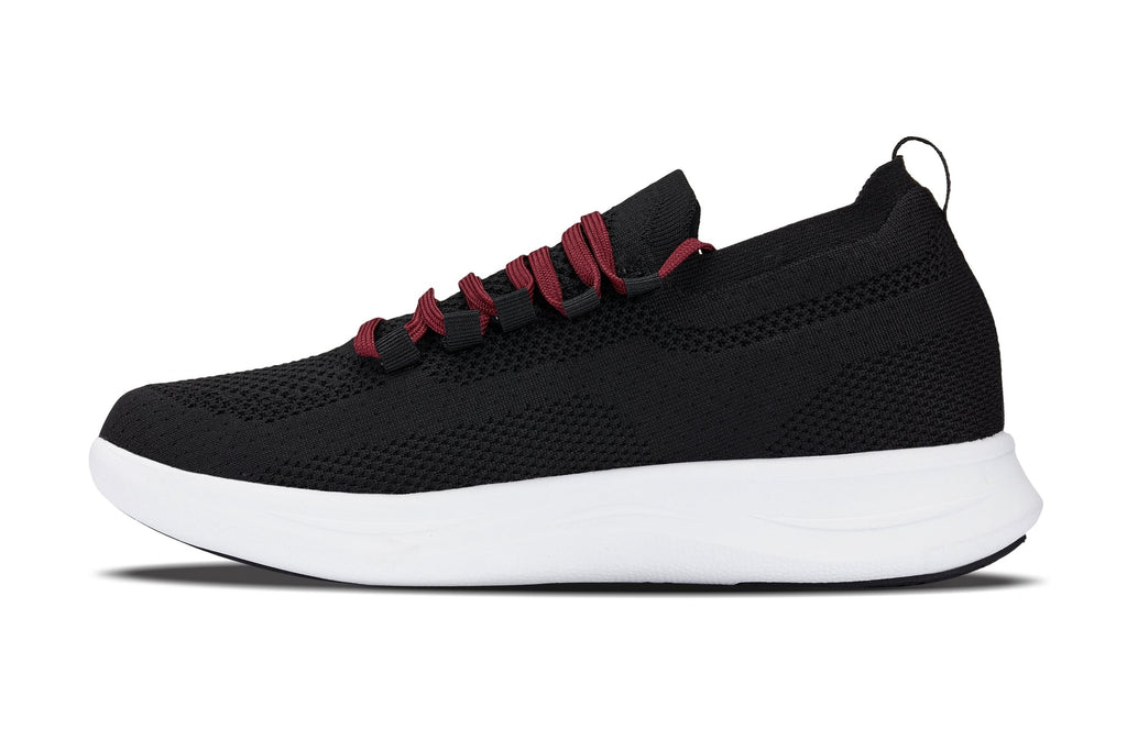 CALTO - QA064 - 2.4 Inches Taller (Black/Red/White Sole) - Lightweight Knitted Sneakers - WonderingCloth