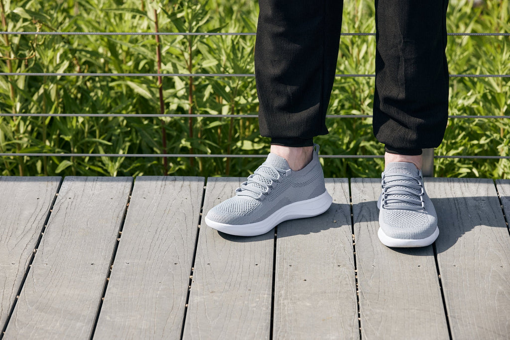 CALTO - QA065 - 2.4 Inches Taller (Grey/White Sole) - Lightweight Knitted Sneakers - WonderingCloth