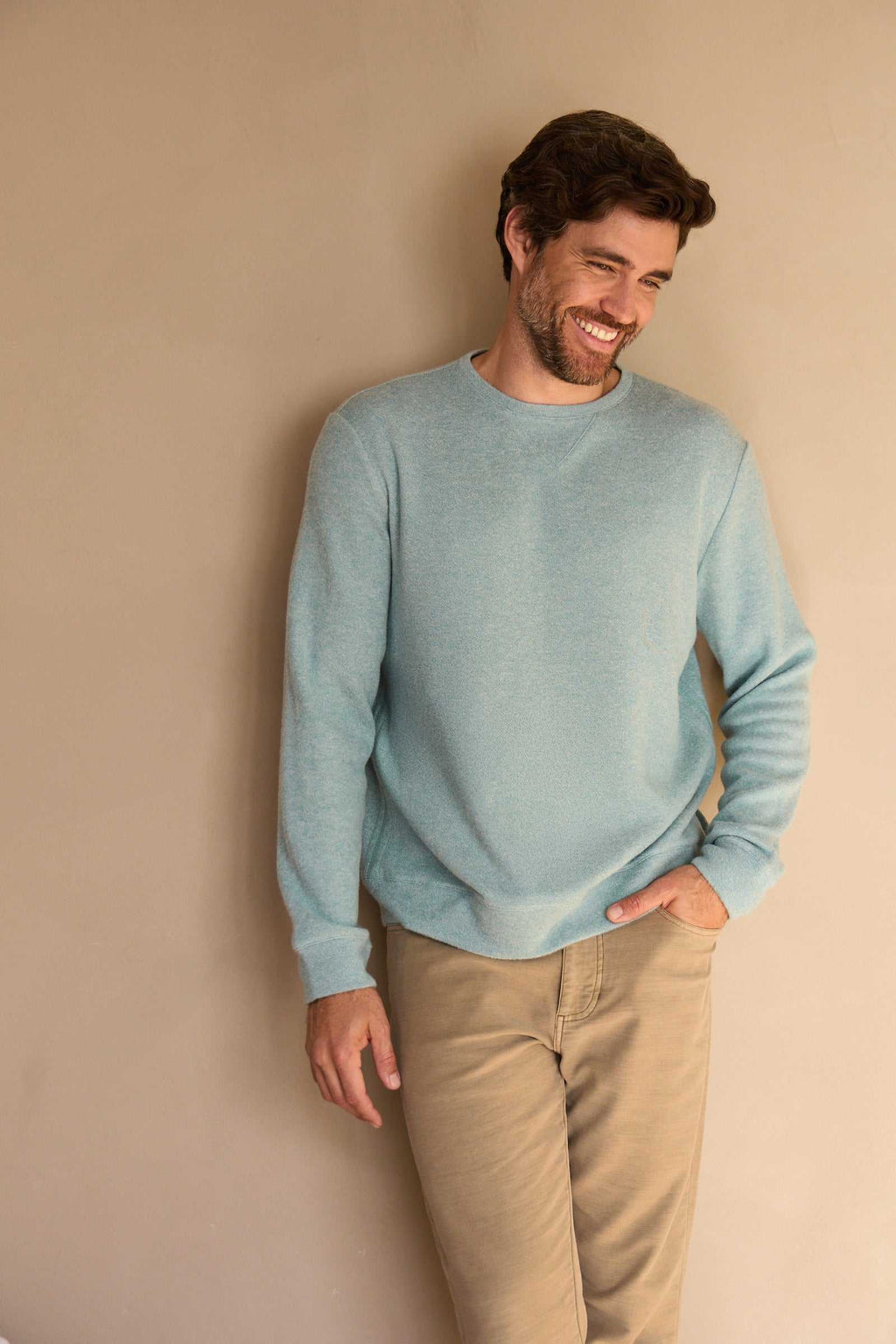 Butch Cashmist Crewneck - Aqua Heather - WonderingCloth