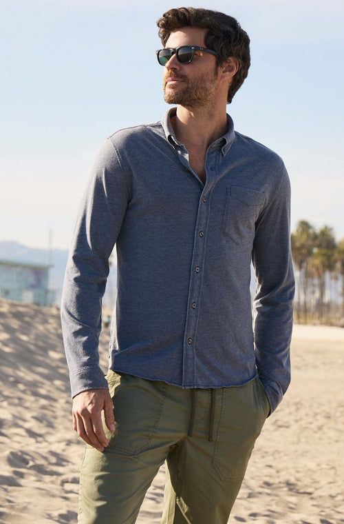 Anthony Burnout Shirt - Navy Blazer - WonderingCloth