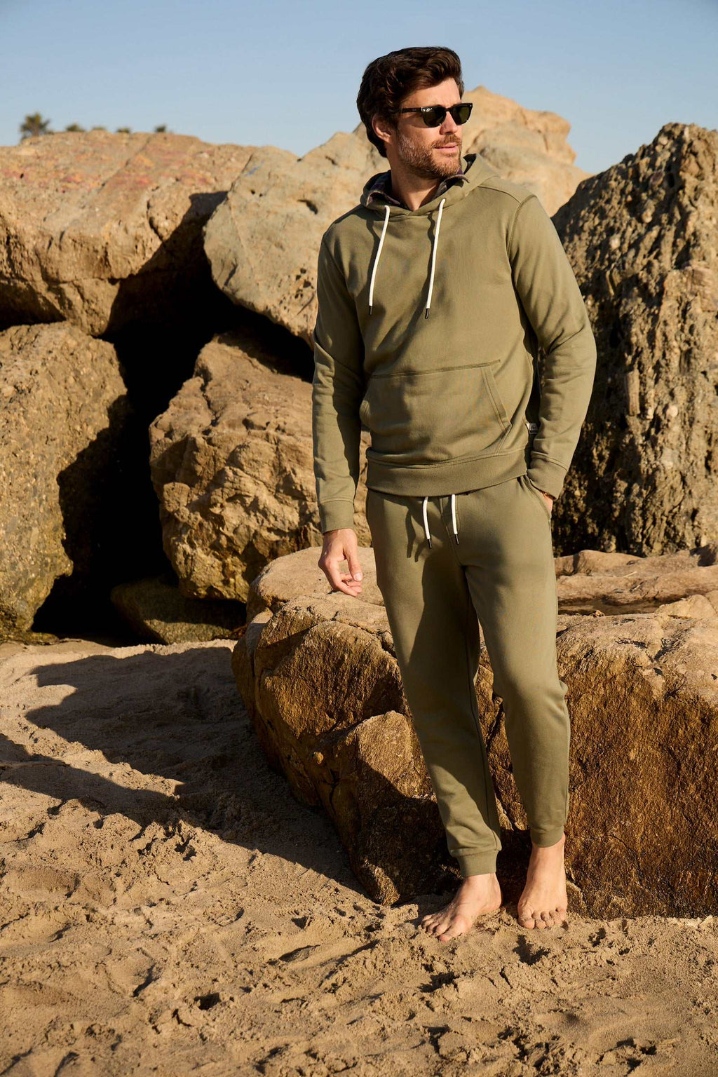 Dune Drawstring Terry Jogger - Lichen Green - WonderingCloth