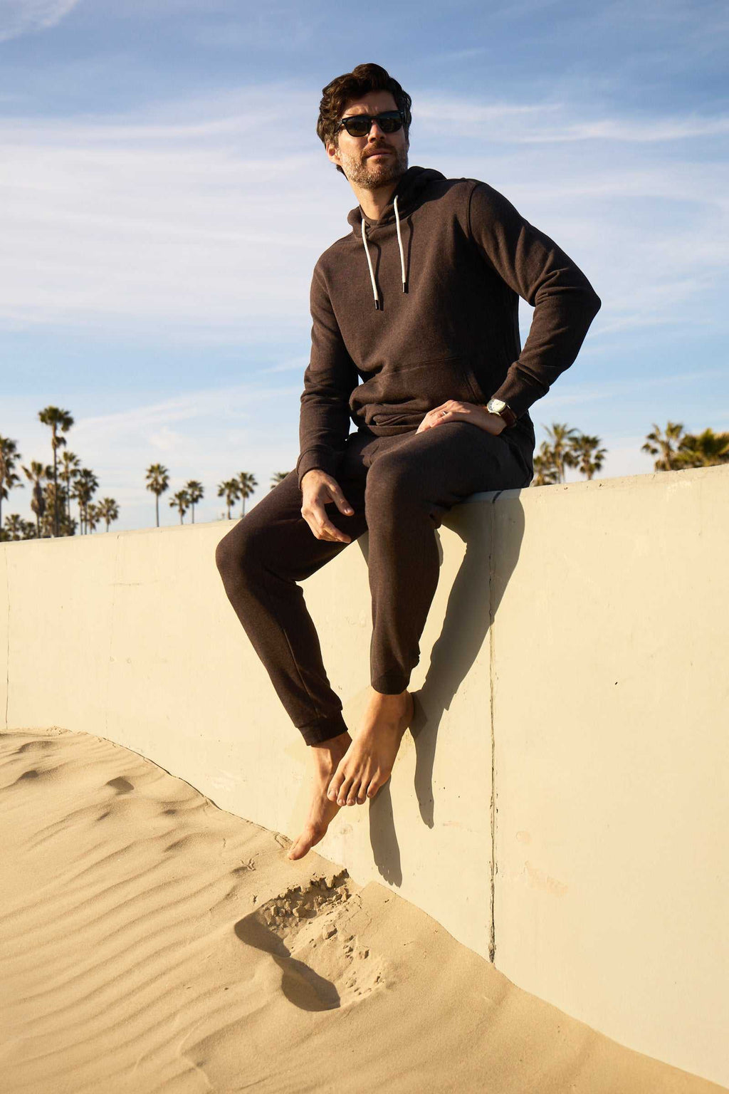 Marine French Terry Hoodie - Brown Heather - WonderingCloth