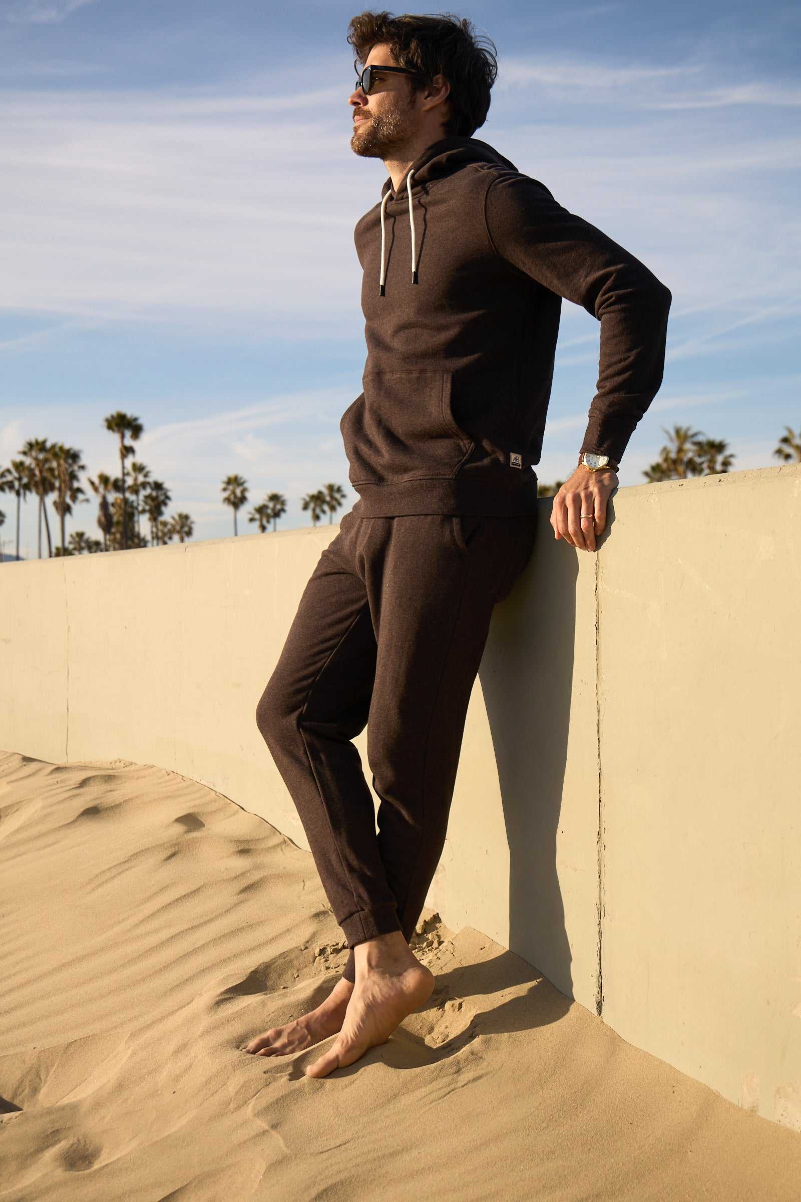 Dune Drawstring Terry Jogger - Brown Heather - WonderingCloth