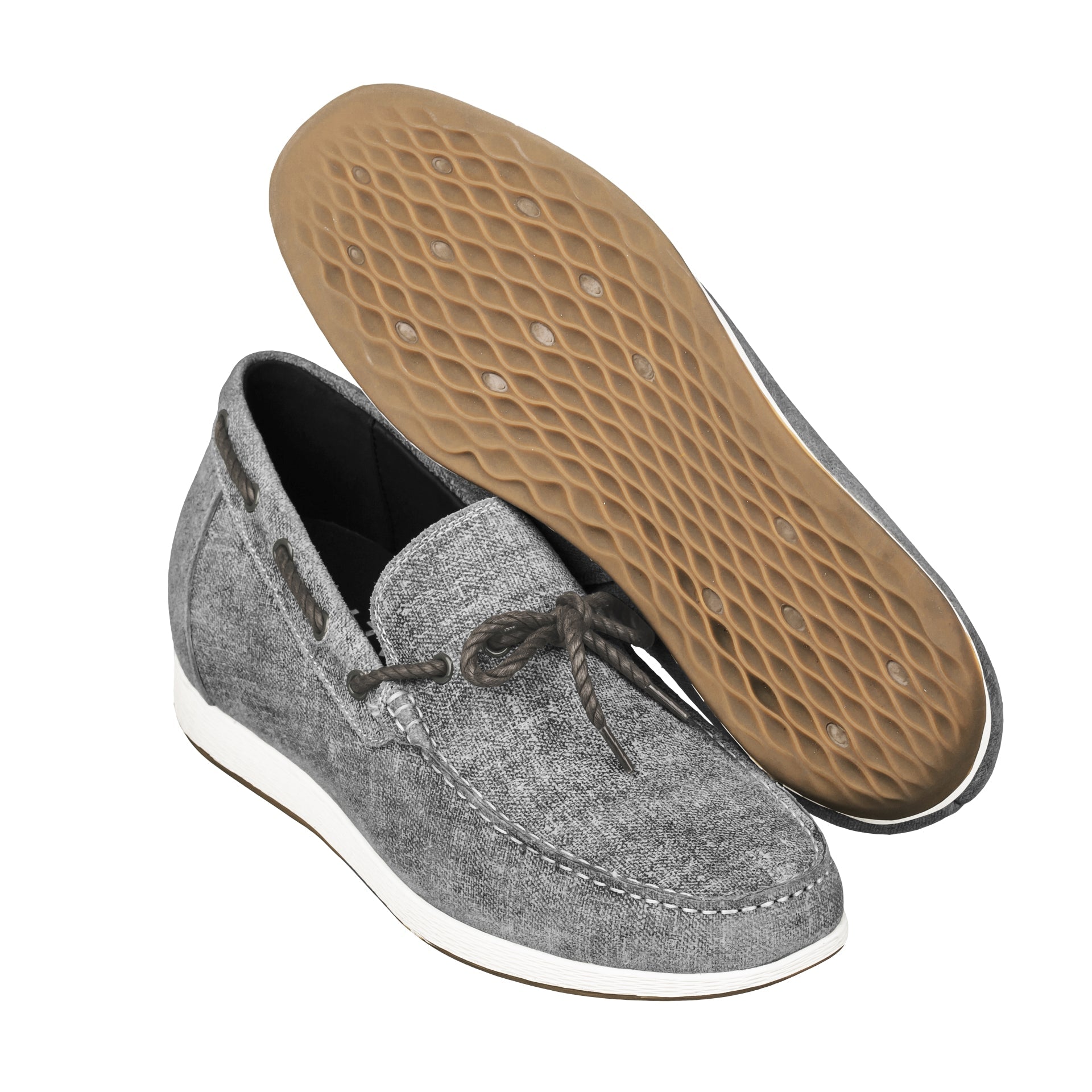 CALTO Denim Grey Boat Shoes - 2.4 Inches - S1101 - WonderingCloth