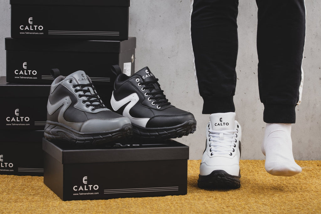CALTO - S22772 - 4 Inches Taller (Black/White) - Hiking Style Boots - WonderingCloth