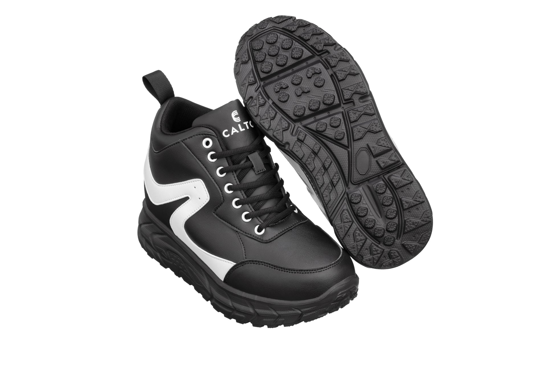 CALTO - S22772 - 4 Inches Taller (Black/White) - Hiking Style Boots - WonderingCloth
