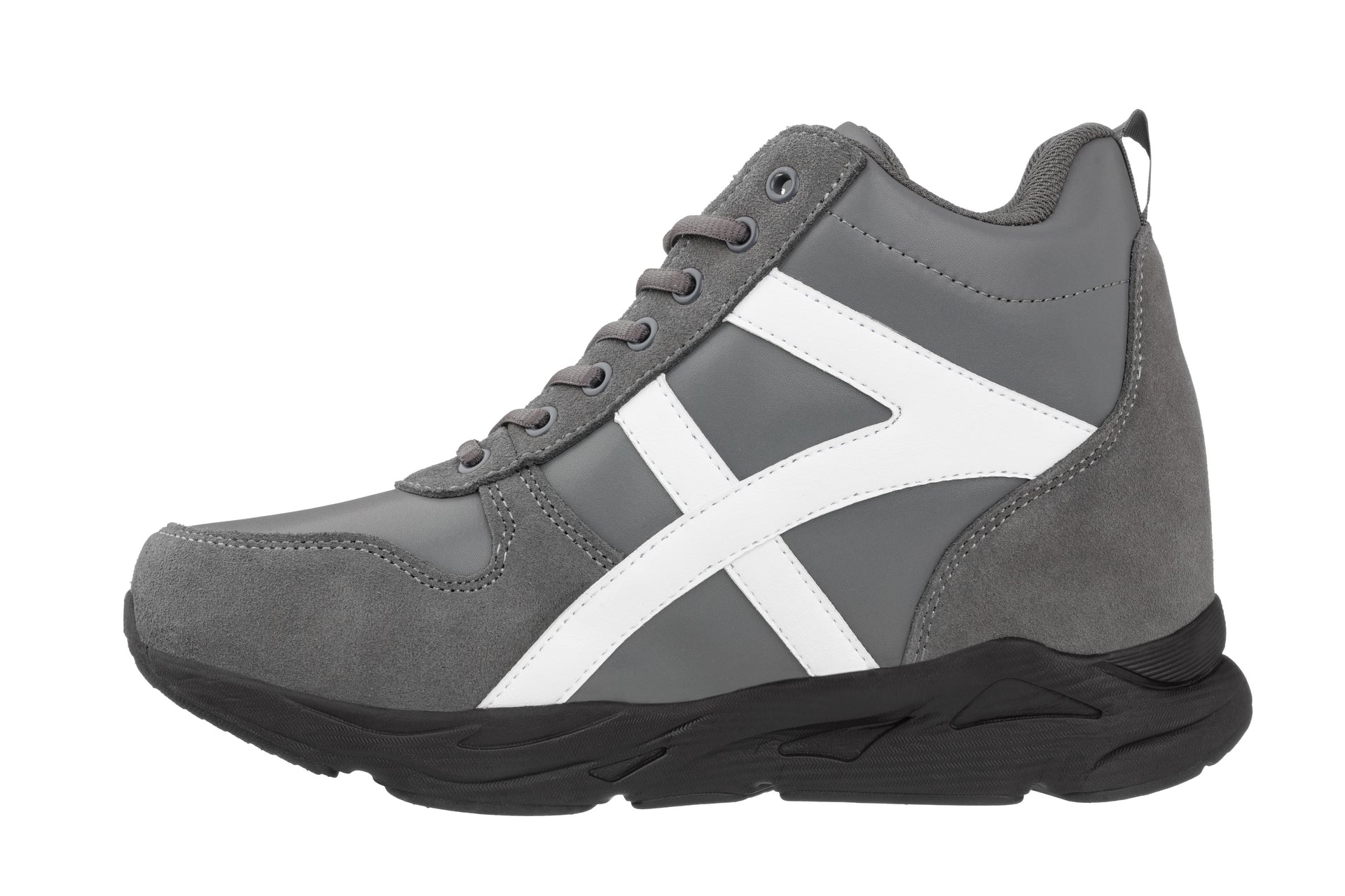CALTO - S22781 - 3.6 Inches Taller (Grey/White) - Hiking Style Boots - WonderingCloth