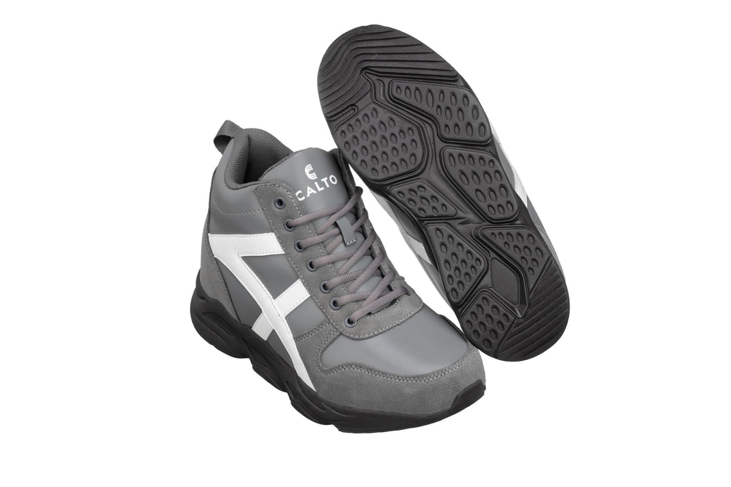 CALTO - S22781 - 3.6 Inches Taller (Grey/White) - Hiking Style Boots - WonderingCloth