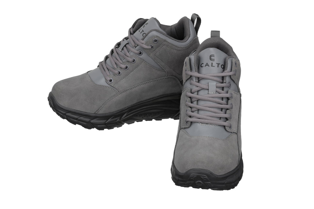 CALTO - S22800 - 4 Inches Taller (Grey) - Hiking Style Boots - WonderingCloth