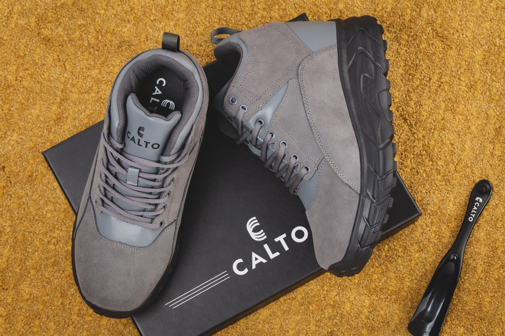 CALTO - S22800 - 4 Inches Taller (Grey) - Hiking Style Boots - WonderingCloth