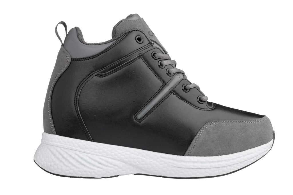 CALTO - S22817 - 3.6 Inches Taller (Black/Grey) - High - Top Sneakers - WonderingCloth