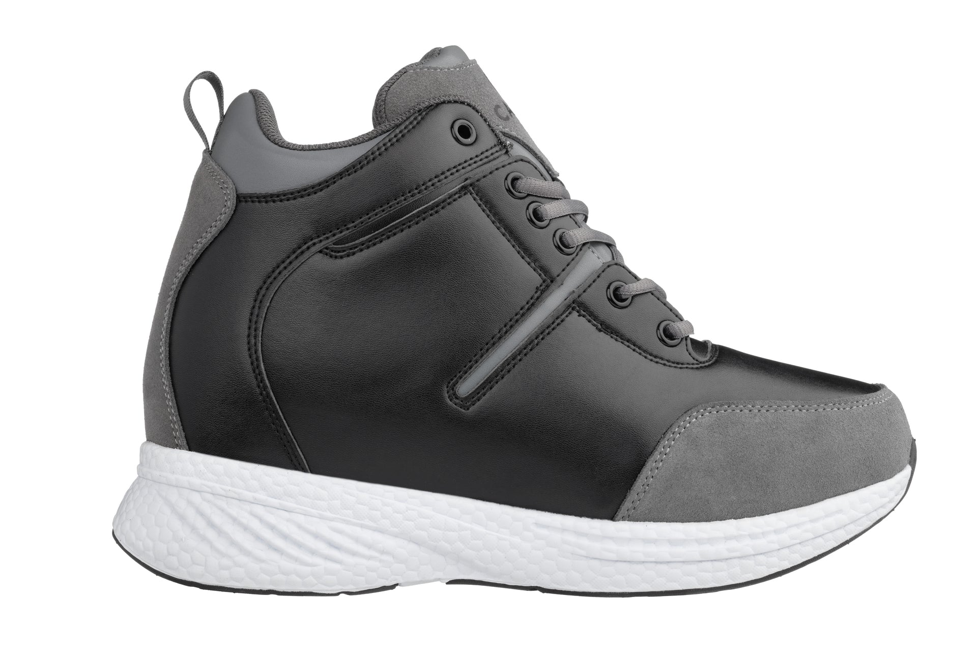 CALTO - S22817 - 3.6 Inches Taller (Black/Grey) - High - Top Sneakers - WonderingCloth