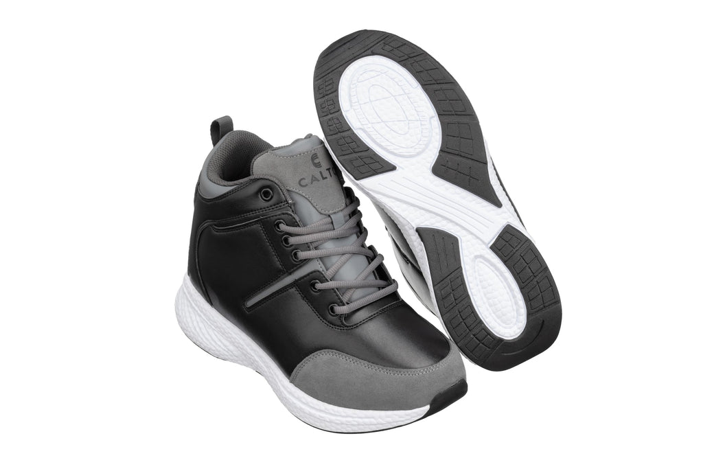 CALTO - S22817 - 3.6 Inches Taller (Black/Grey) - High - Top Sneakers - WonderingCloth