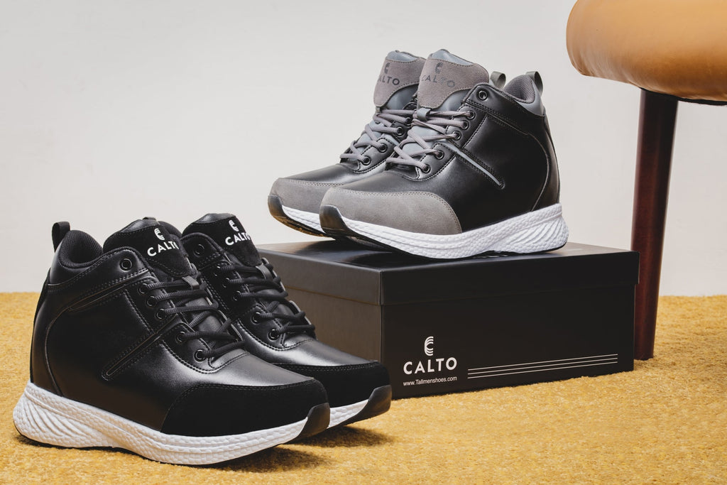 CALTO - S22818 - 3.6 Inches Taller (Black) - High - Top Sneakers - WonderingCloth