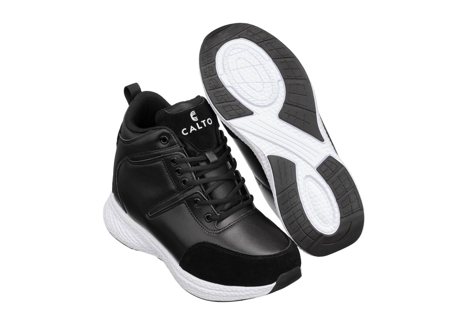 CALTO - S22818 - 3.6 Inches Taller (Black) - High - Top Sneakers - WonderingCloth