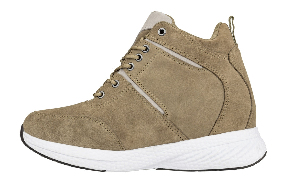 CALTO - S22819 - 3.6 Inches Taller (Khaki/Grey) - High - Top Sneakers - WonderingCloth