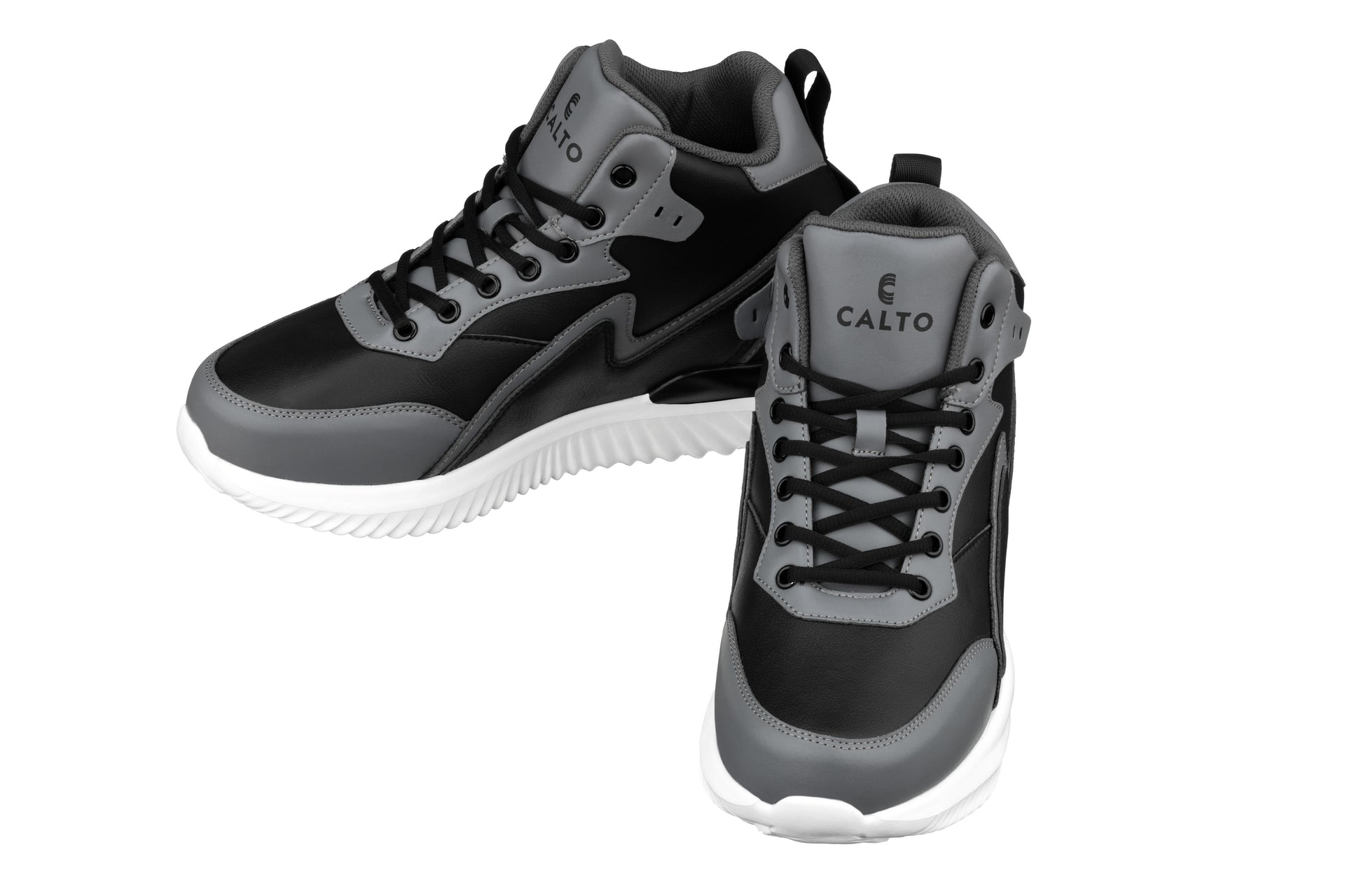 CALTO - S3061 - 4 Inches Taller (Black/Grey) - Lightweight Sneakers - WonderingCloth