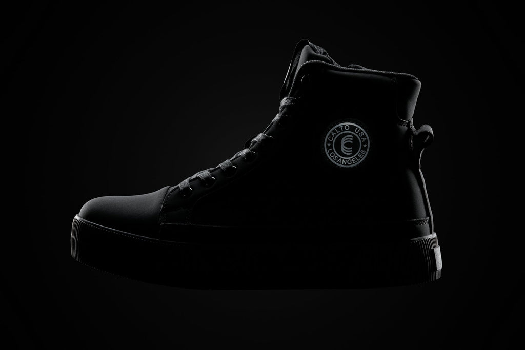 CALTO - S3421 - 2.4 Inches Taller (Black) - Cap Toe High Top Zip-Up Sneaker Boots - WonderingCloth