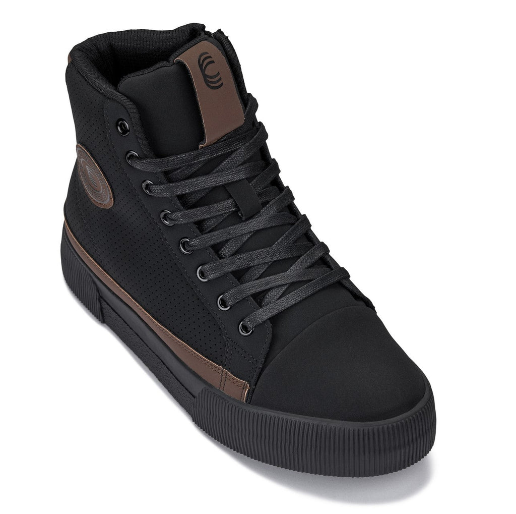 CALTO - S3422 - 2.4 Inches Taller (Black/Coffee Brown) - Cap Toe High Top Zip-Up Sneaker Boots - WonderingCloth