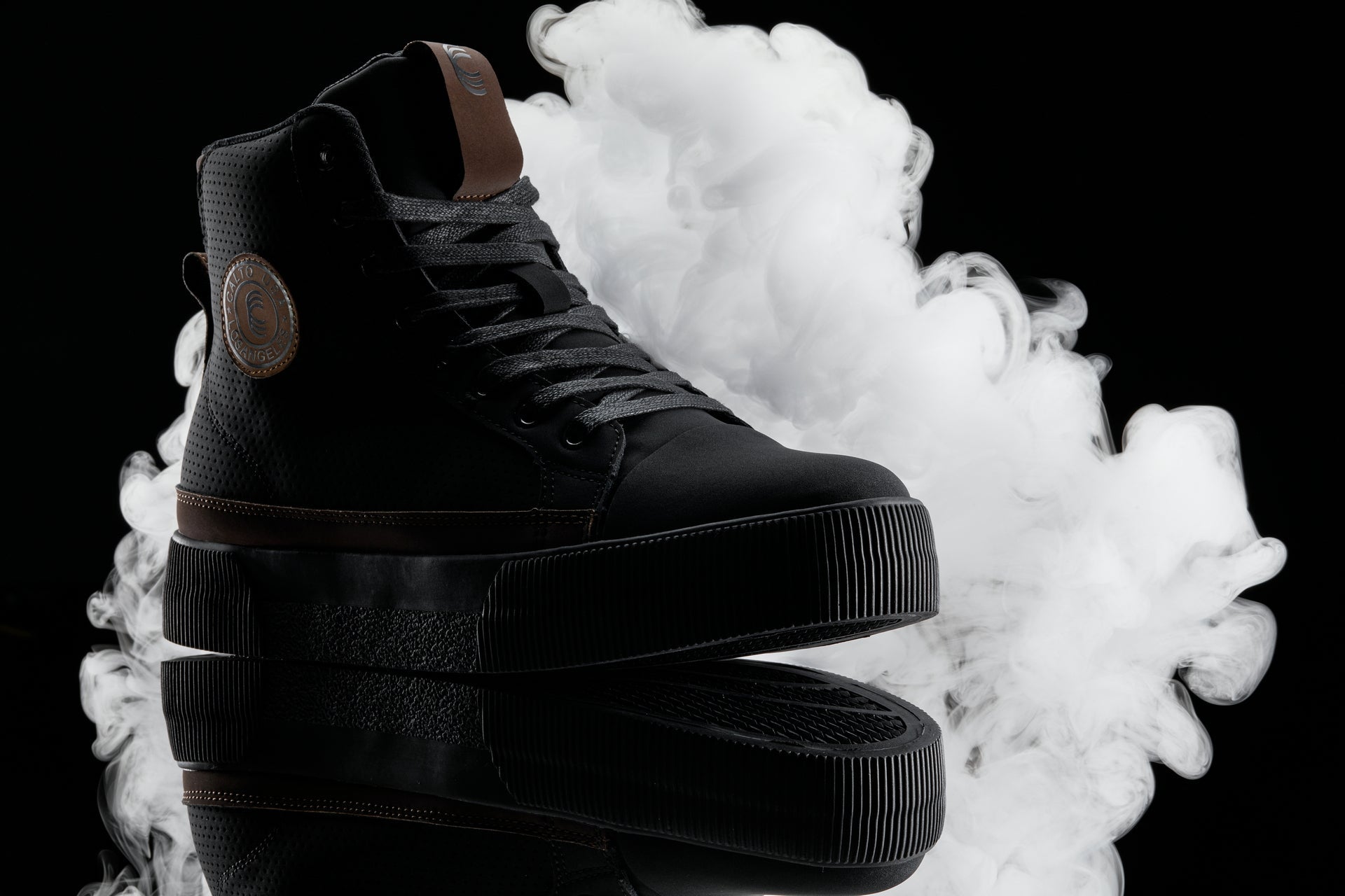 CALTO - S3422 - 2.4 Inches Taller (Black/Coffee Brown) - Cap Toe High Top Zip-Up Sneaker Boots - WonderingCloth