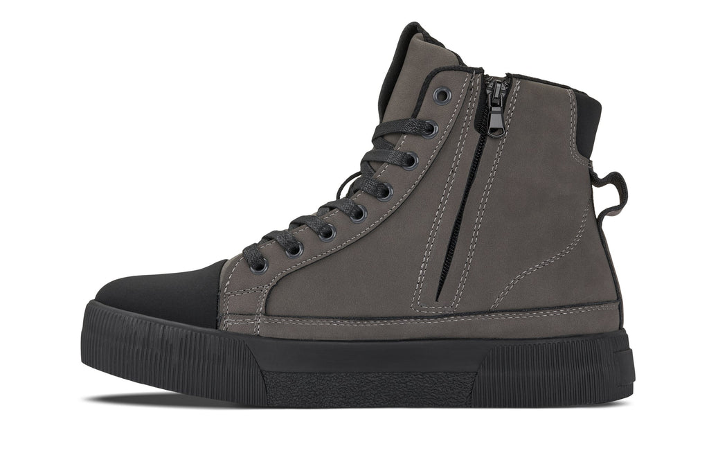 CALTO - S3423 - 2.4 Inches Taller (Grey) - Cap Toe High Top Zip-Up Sneaker Boots - WonderingCloth