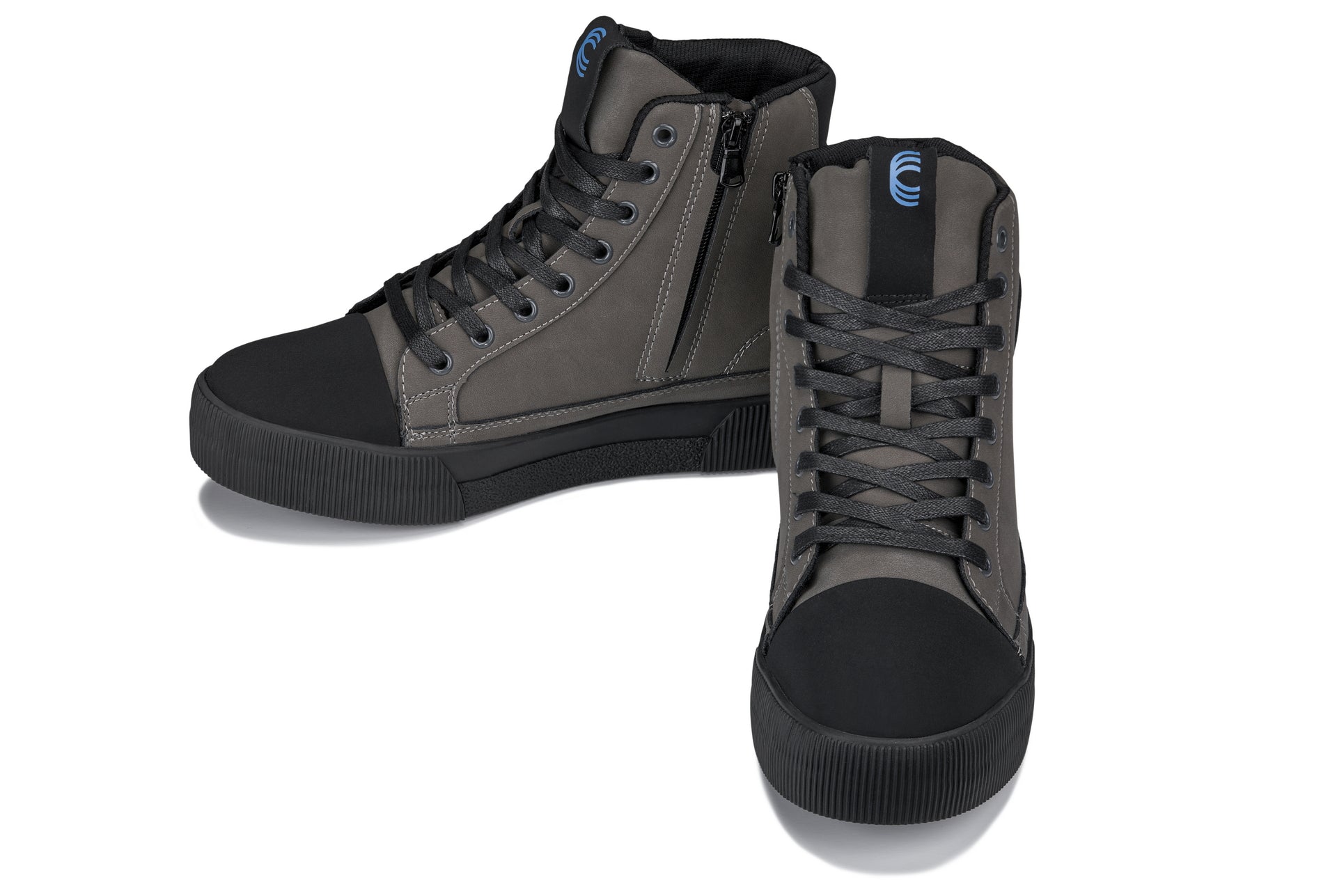 CALTO - S3423 - 2.4 Inches Taller (Grey) - Cap Toe High Top Zip-Up Sneaker Boots - WonderingCloth