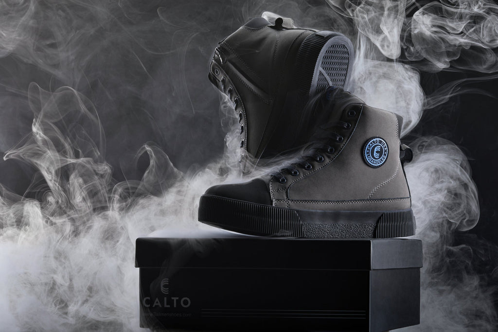 CALTO - S3423 - 2.4 Inches Taller (Grey) - Cap Toe High Top Zip-Up Sneaker Boots - WonderingCloth