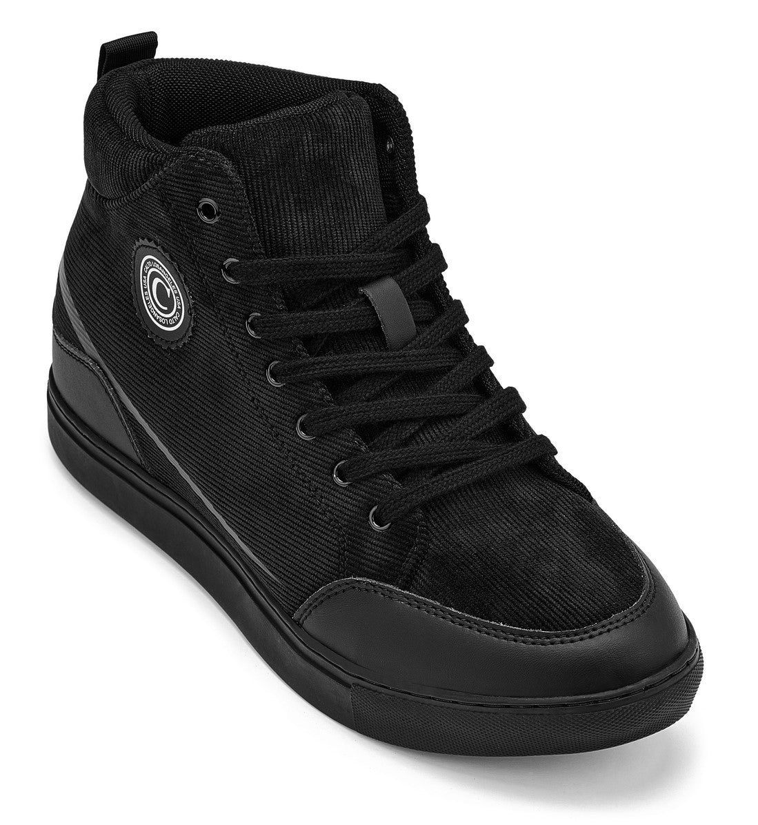 CALTO - S4130 - 2.6 Inches Taller (Onyx/Black Sole) - Corduroy Ankle Top Sneak-boot - WonderingCloth