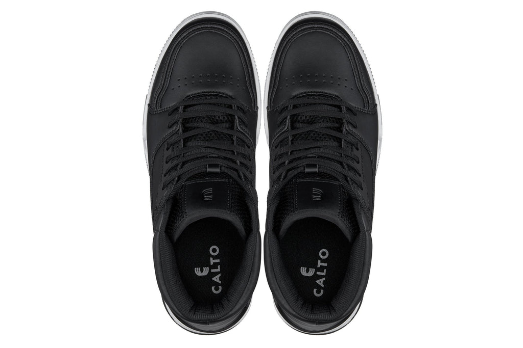CALTO - S4750 - 3 Inches Taller (Black) - High Top Sneakers - WonderingCloth