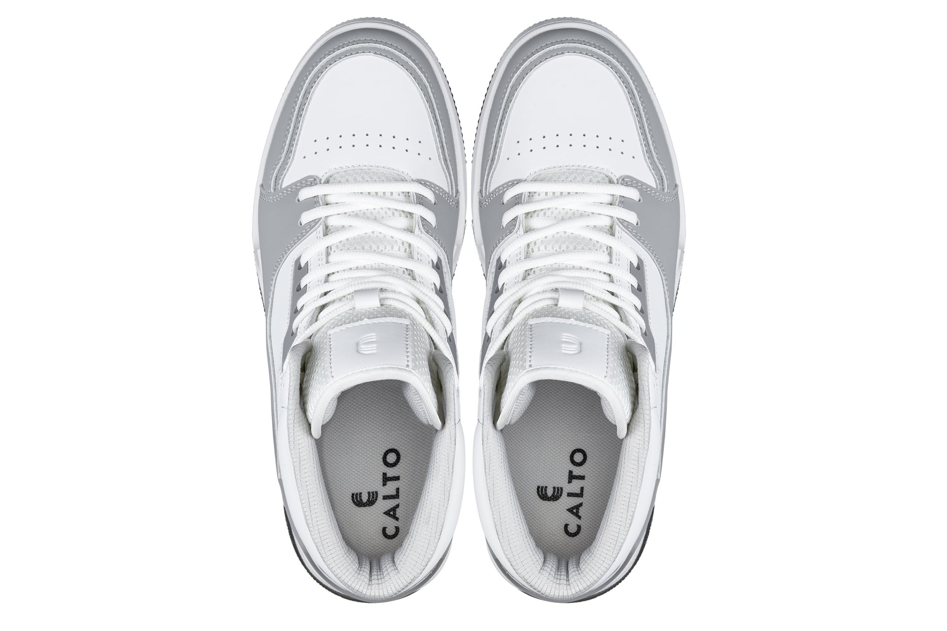 CALTO - S4751 - 3 Inches Taller (White/Grey) - High Top Sneakers - WonderingCloth