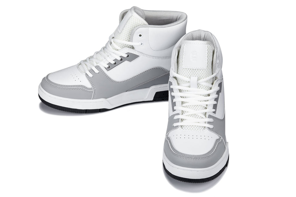 CALTO - S4751 - 3 Inches Taller (White/Grey) - High Top Sneakers - WonderingCloth