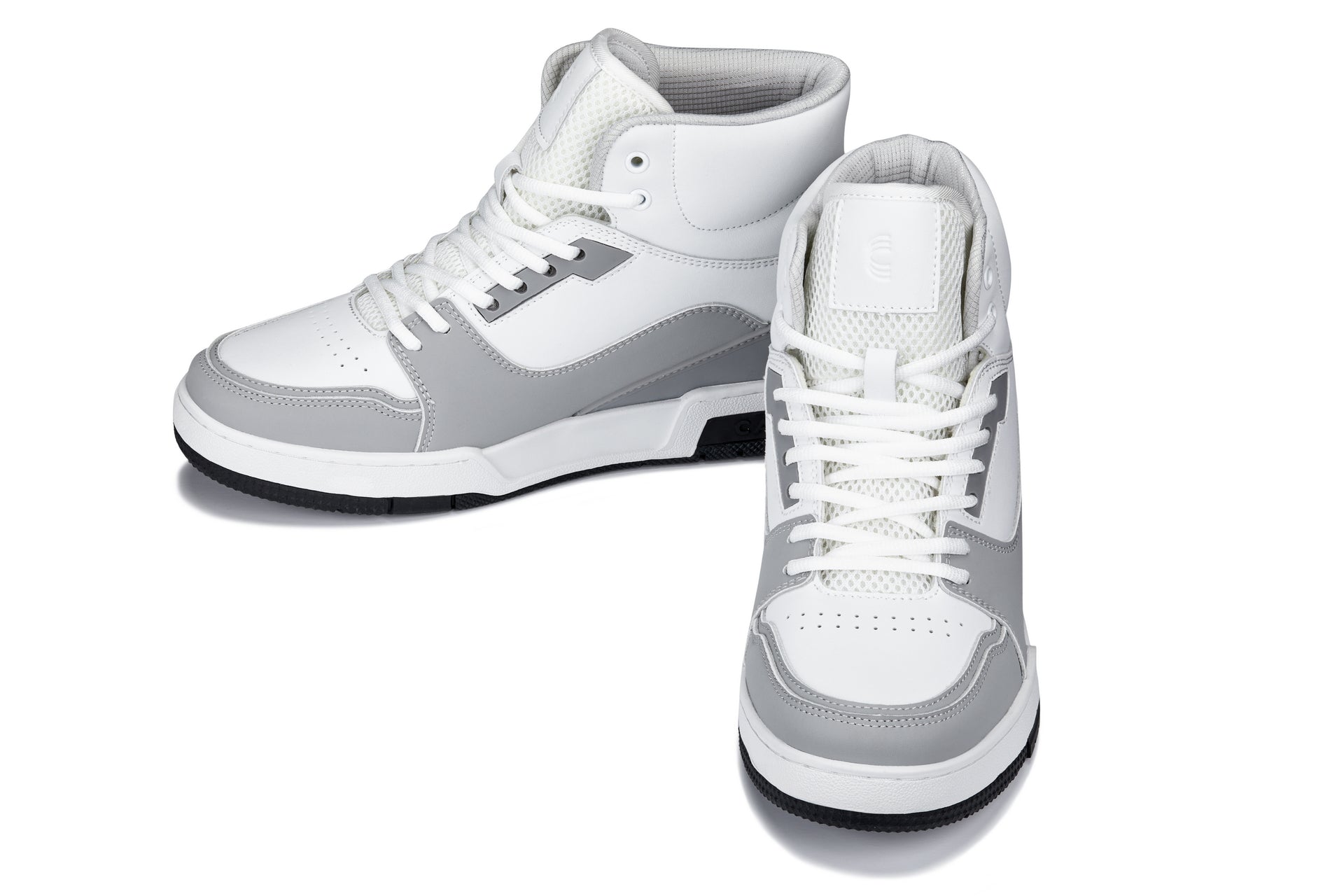 CALTO - S4751 - 3 Inches Taller (White/Grey) - High Top Sneakers - WonderingCloth