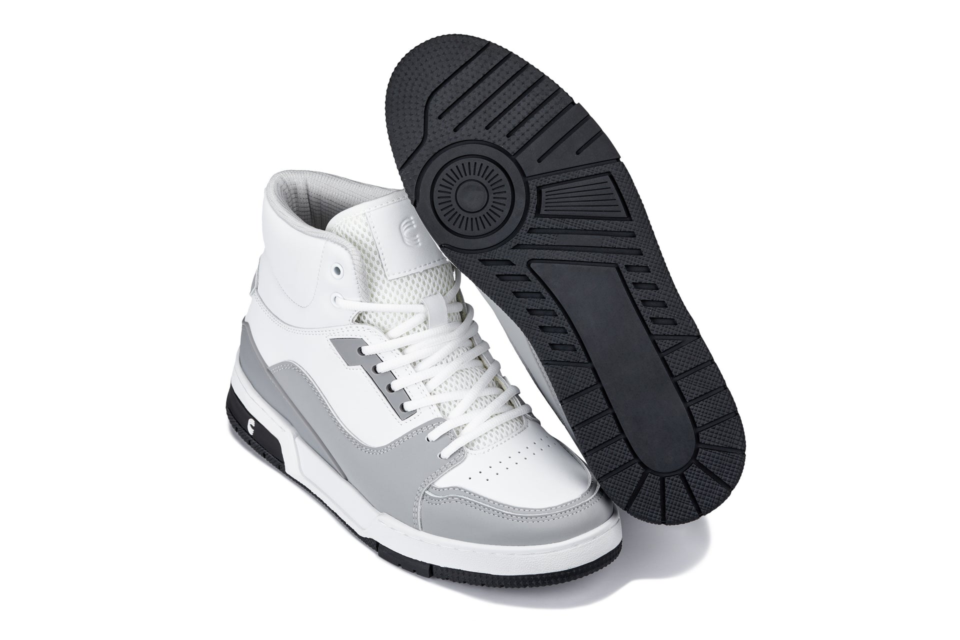 CALTO - S4751 - 3 Inches Taller (White/Grey) - High Top Sneakers - WonderingCloth