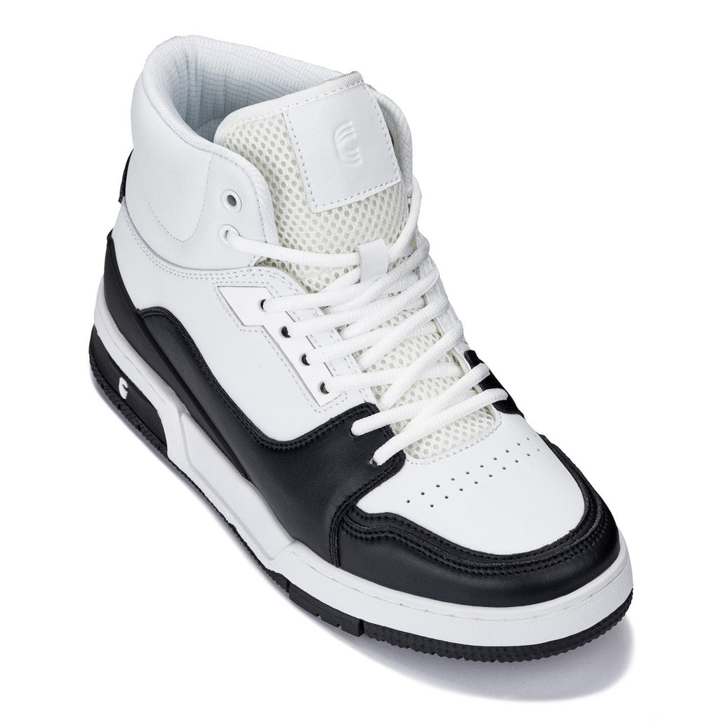 CALTO - S4752 - 3 Inches Taller (White/Black) - High Top Sneakers - WonderingCloth