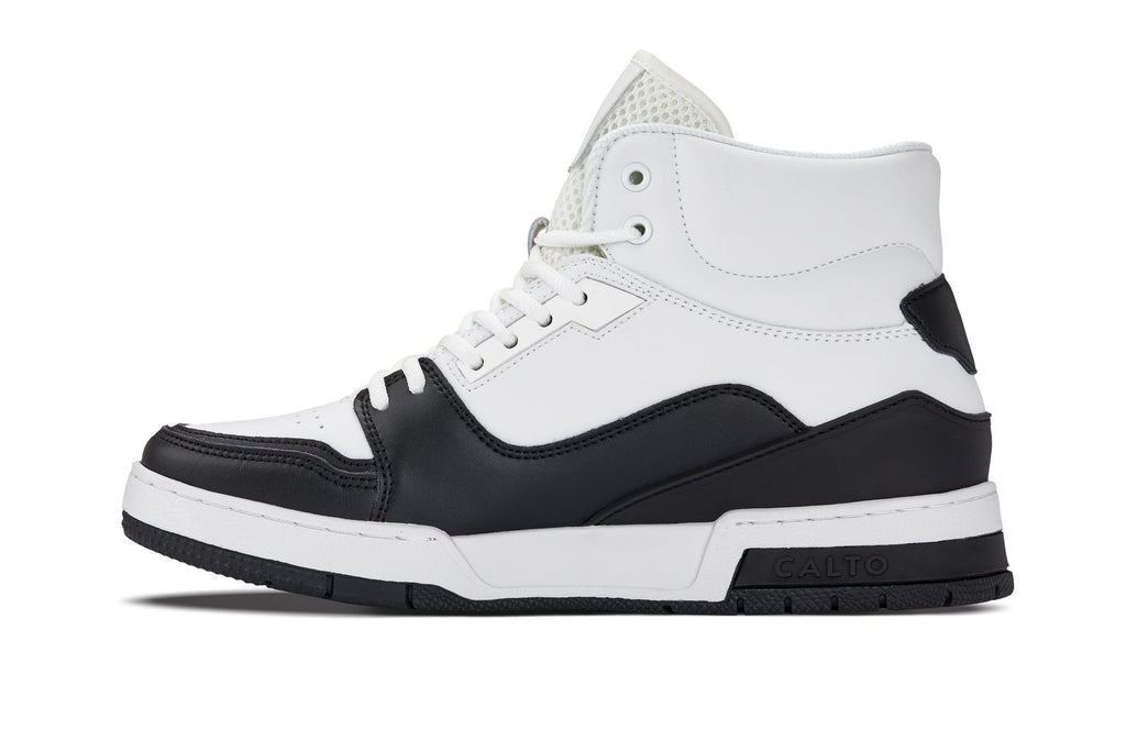 CALTO - S4752 - 3 Inches Taller (White/Black) - High Top Sneakers - WonderingCloth