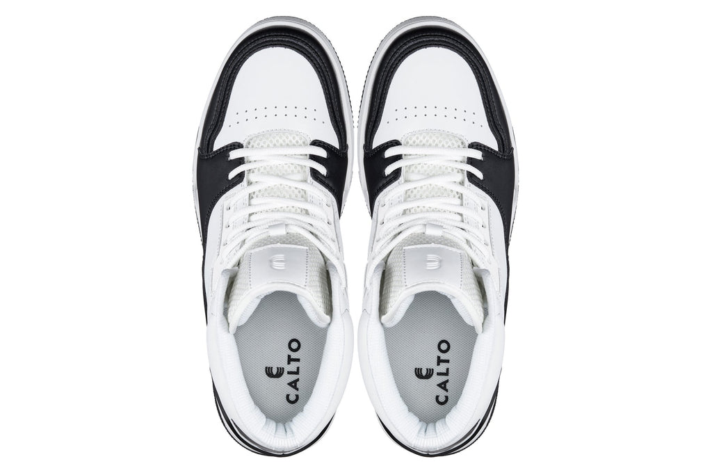 CALTO - S4752 - 3 Inches Taller (White/Black) - High Top Sneakers - WonderingCloth
