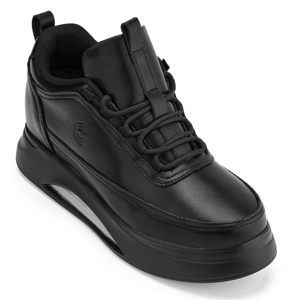 CALTO - S4925 - 3.2 Inches Taller (Onyx/Black Sole) - Chunky Elevated Platform Sneakers - WonderingCloth