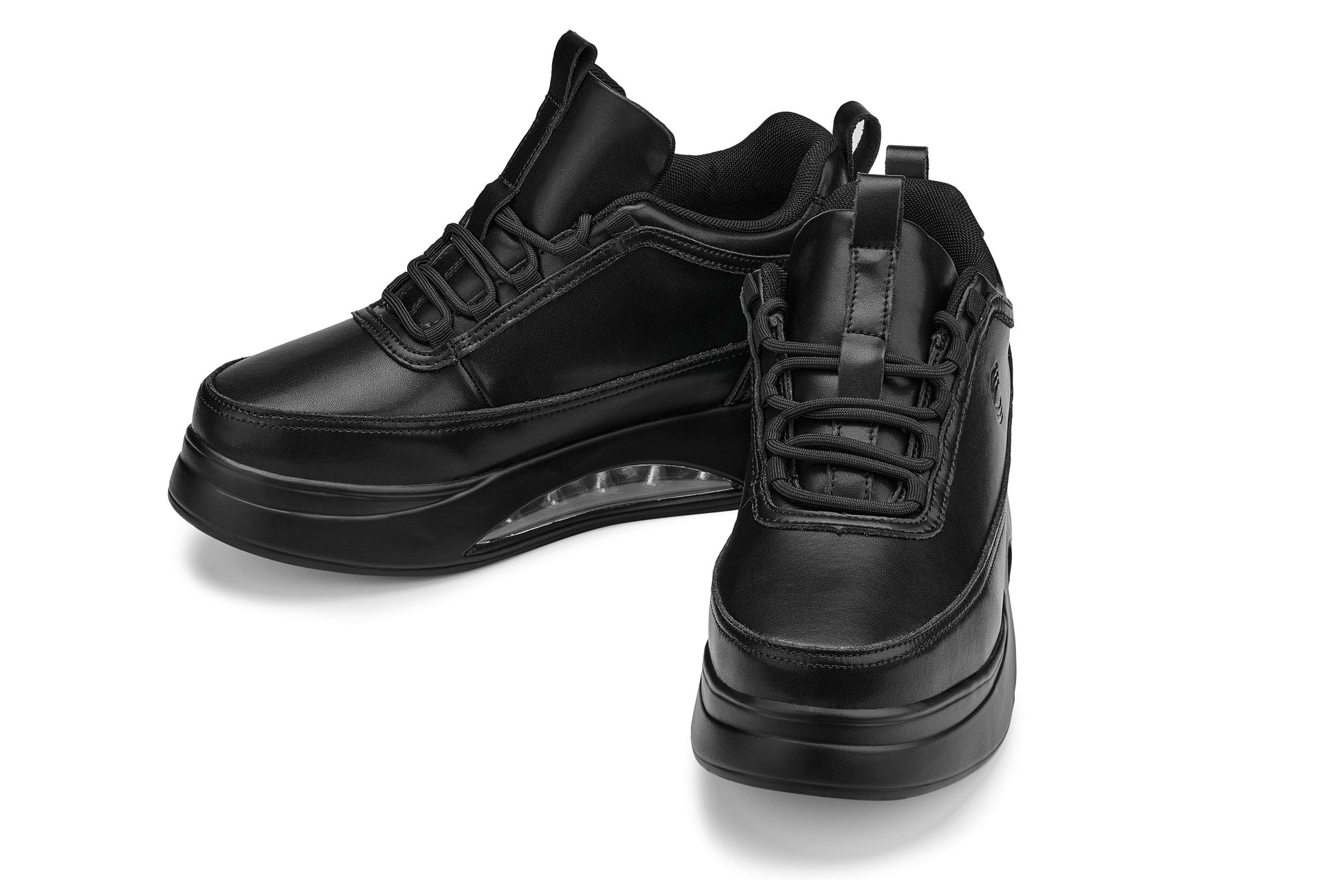 CALTO - S4925 - 3.2 Inches Taller (Onyx/Black Sole) - Chunky Elevated Platform Sneakers - WonderingCloth